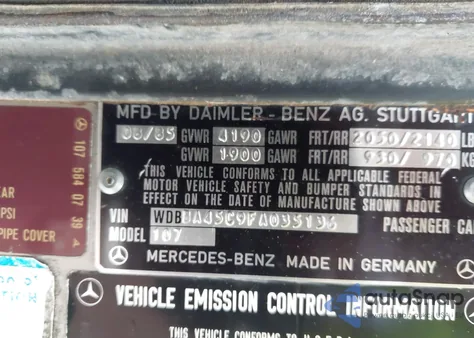 1985 Mercedes-Benz 380 Sl z USA, uszkodzony, nr VIN WDBBA45C9FA035136